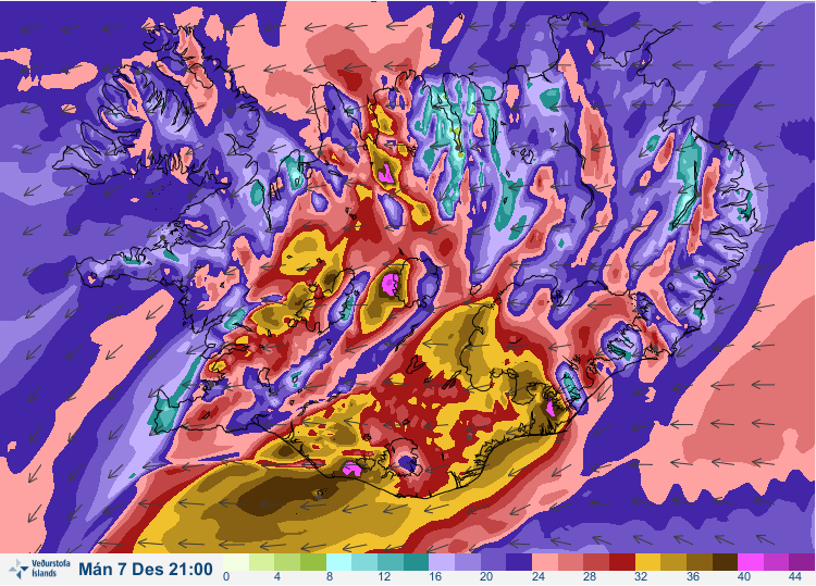 Kort frá Veðurstofunni
